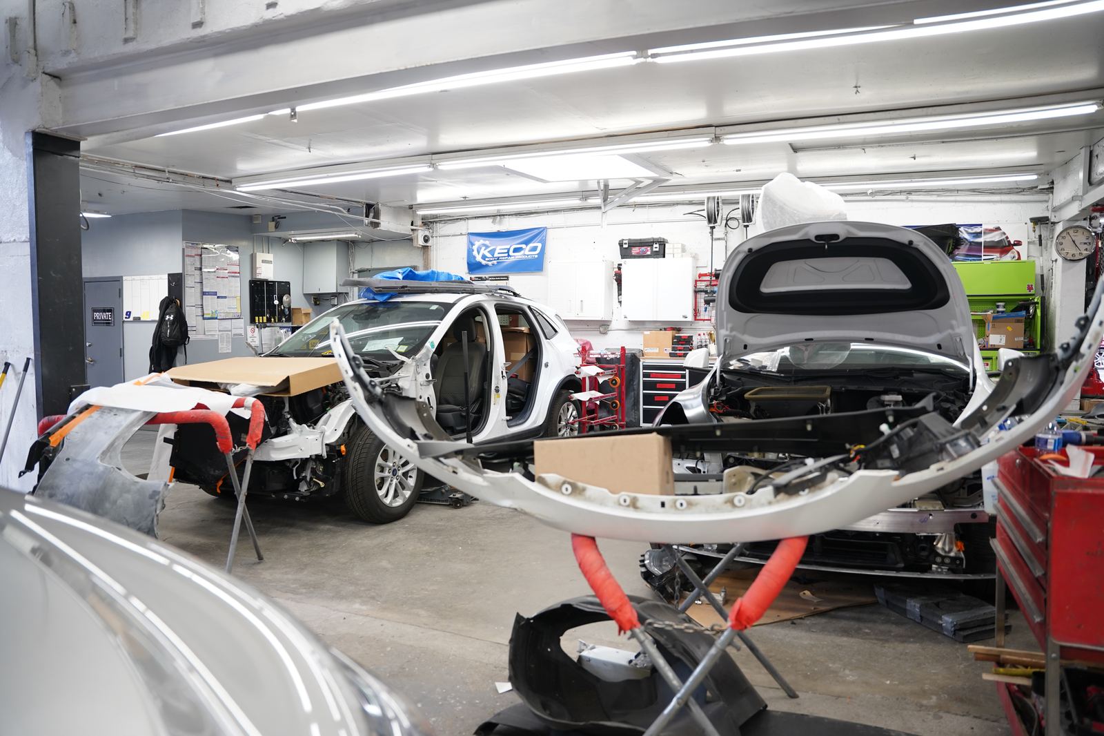 Vehicle teardown and parts staging area